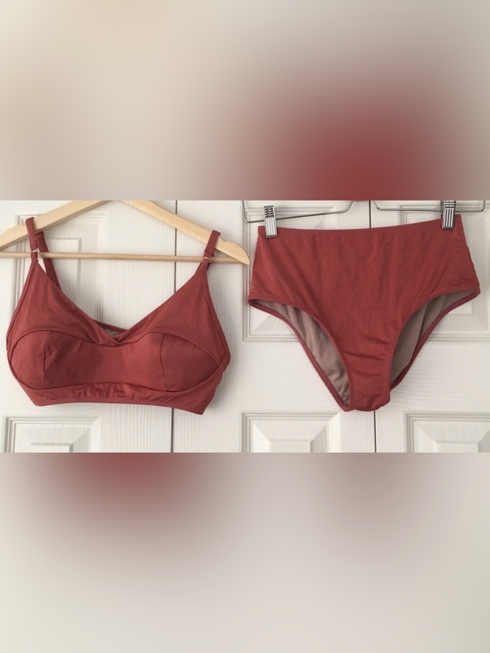 Seea Soleil Bikini Set M Terracotta Rose High Waist Retro Swim
